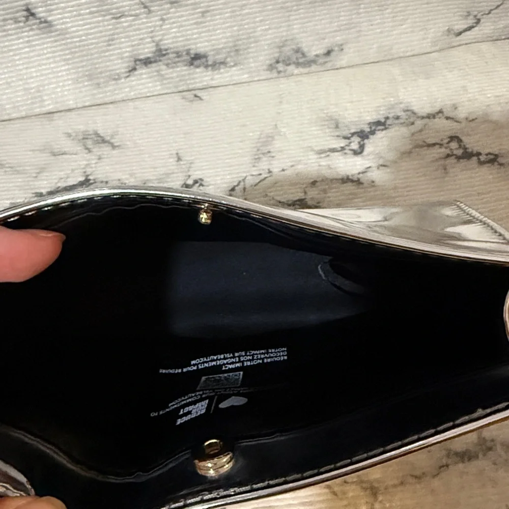 Yves Saint Laurent Metallic Silver Cosmetic Bag